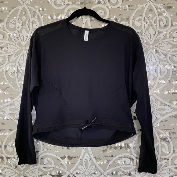 lululemon athletica Tops - LULULEMON Black Mesh Tie Long Sleeve Pullover 4